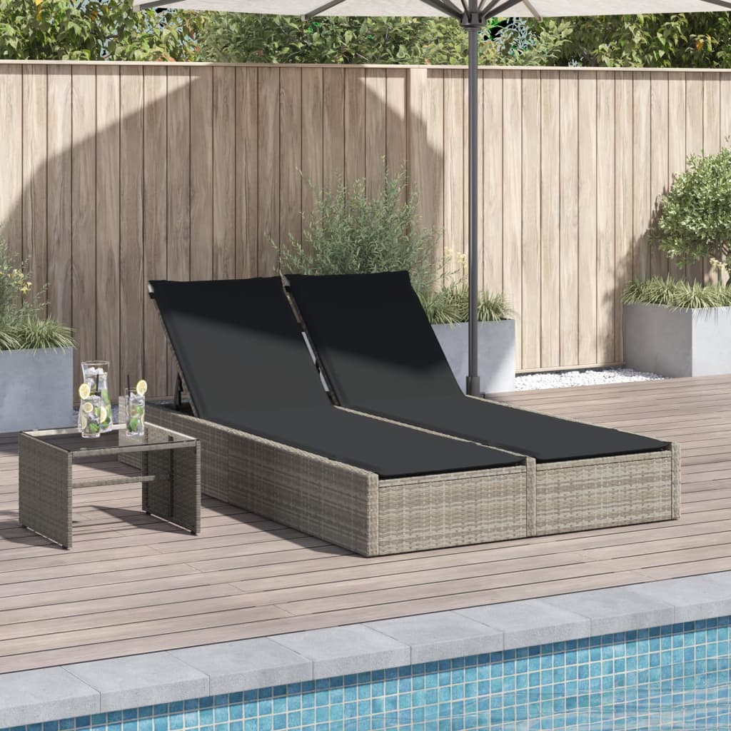 Ligbed 2-persoons met kussens poly rattan lichtgrijs is nu te koop bij PeponiXL, paradijselijk wonen!