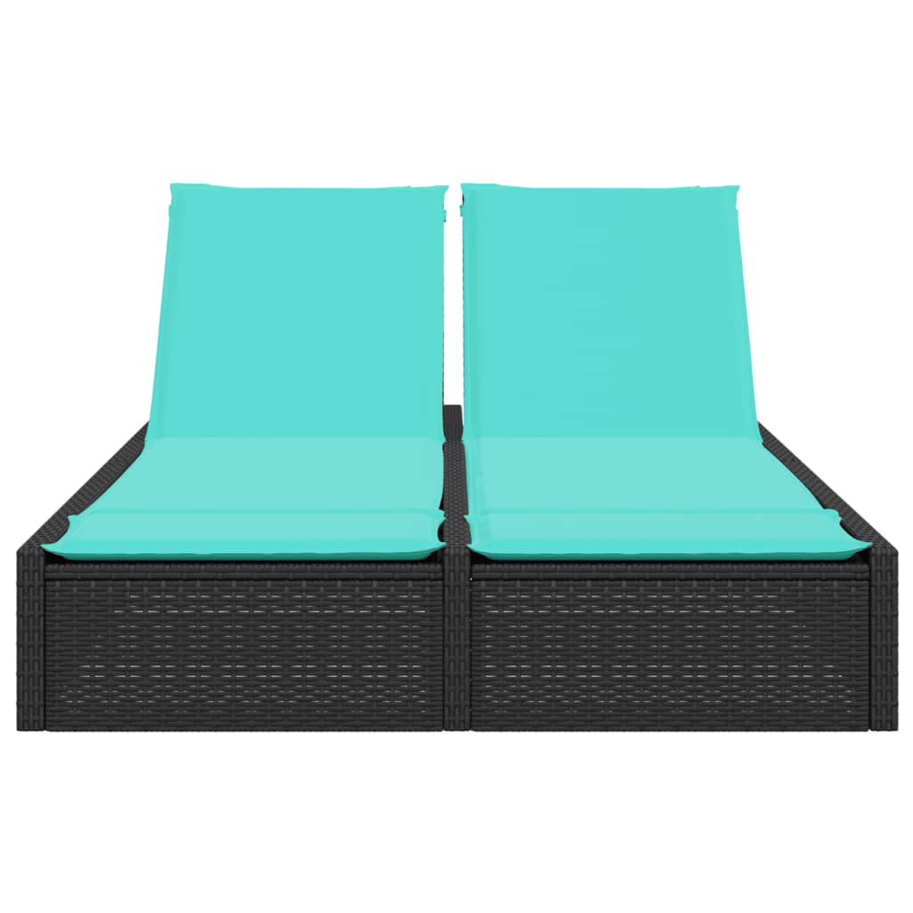 Dubbele ligstoel met kussens zwart poly rattan is nu te koop bij PeponiXL, paradijselijk wonen!