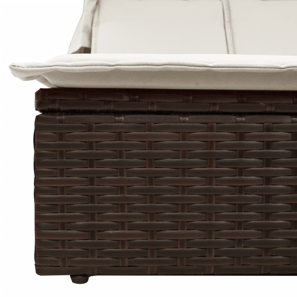 Ligbed 2-persoons met luifel en kussens poly rattan bruin is nu te koop bij PeponiXL, paradijselijk wonen!