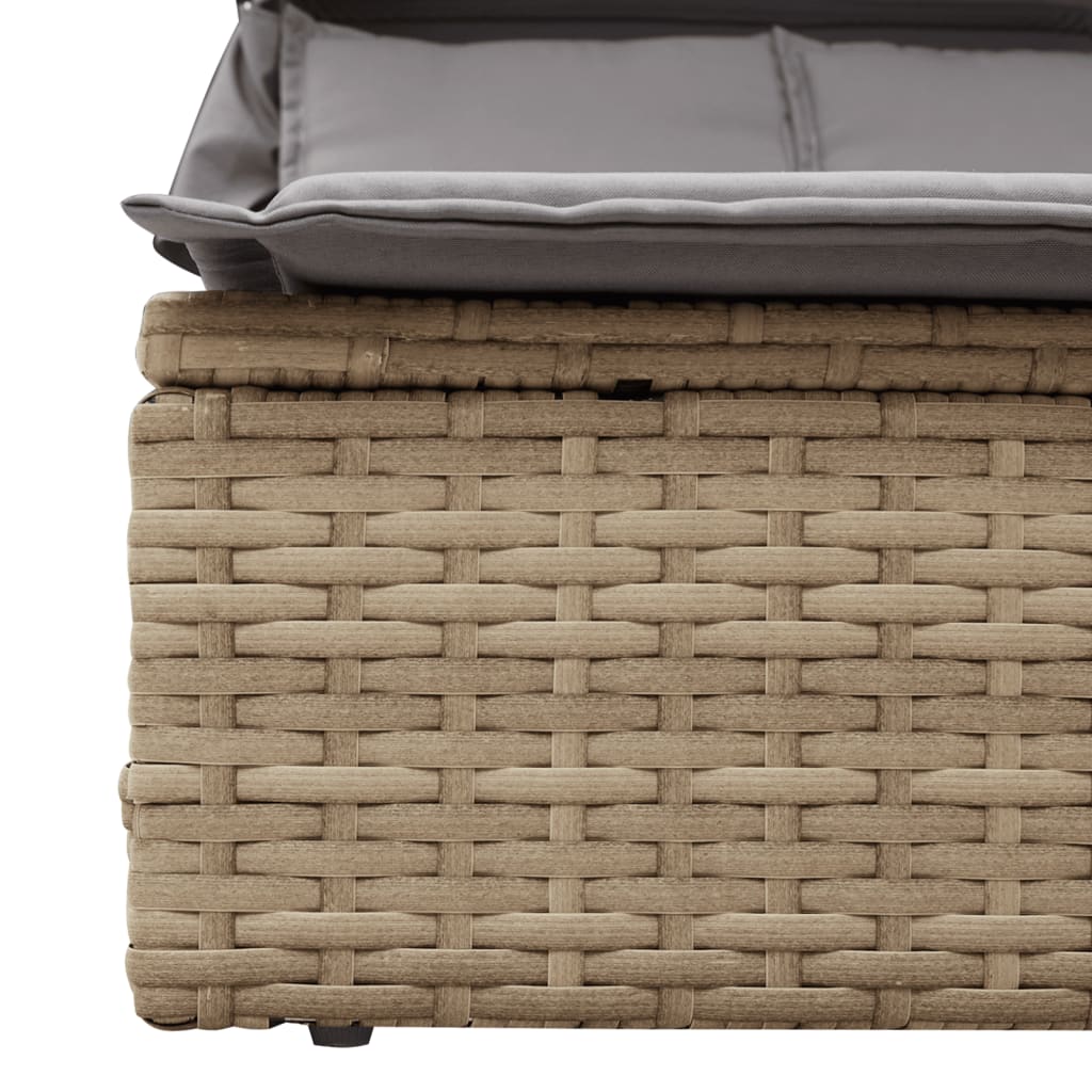 Ligbed 2-persoons met luifel en kussens poly rattan beige is nu te koop bij PeponiXL, paradijselijk wonen!