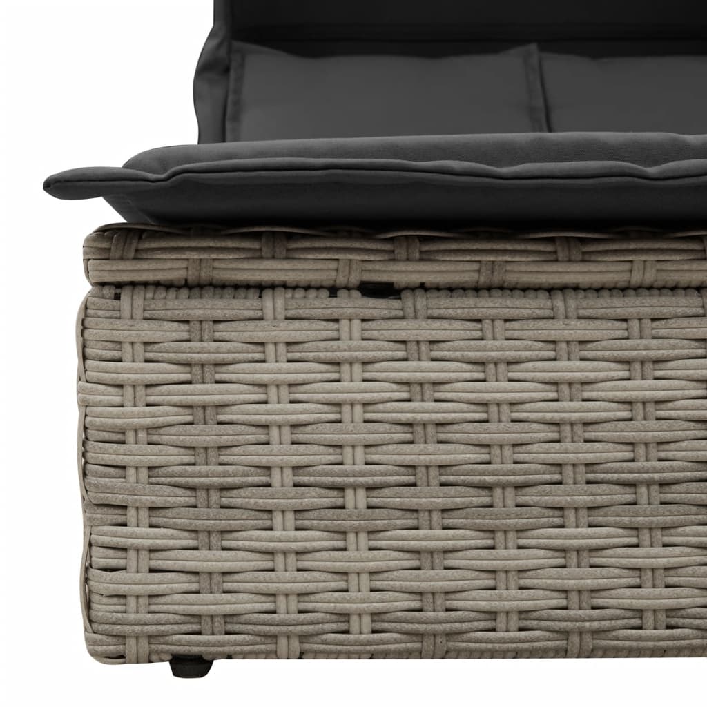 Ligbed 2-persoons met luifel en kussens poly rattan lichtgrijs is nu te koop bij PeponiXL, paradijselijk wonen!