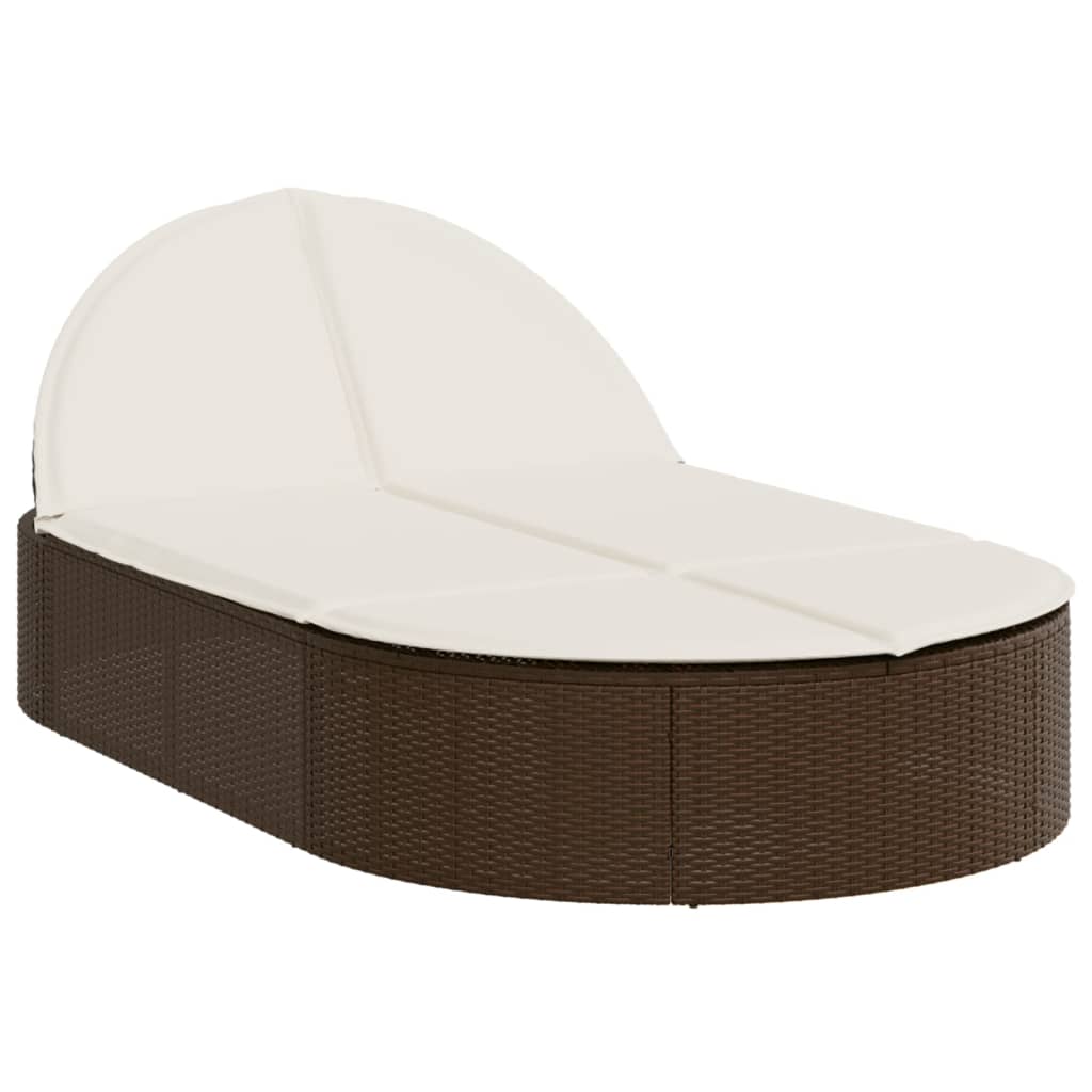 Ligbed 2-persoons met kussens poly rattan bruin is nu te koop bij PeponiXL, paradijselijk wonen!