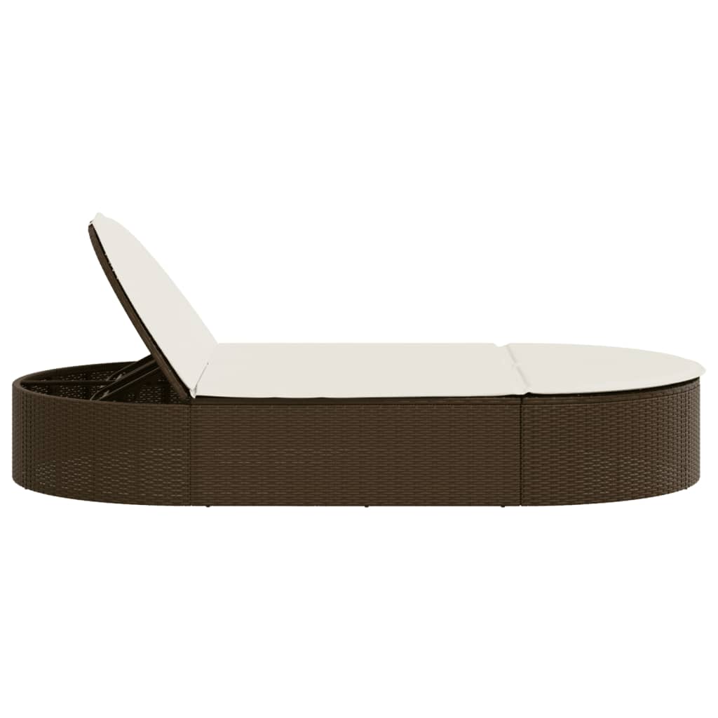 Ligbed 2-persoons met kussens poly rattan bruin is nu te koop bij PeponiXL, paradijselijk wonen!