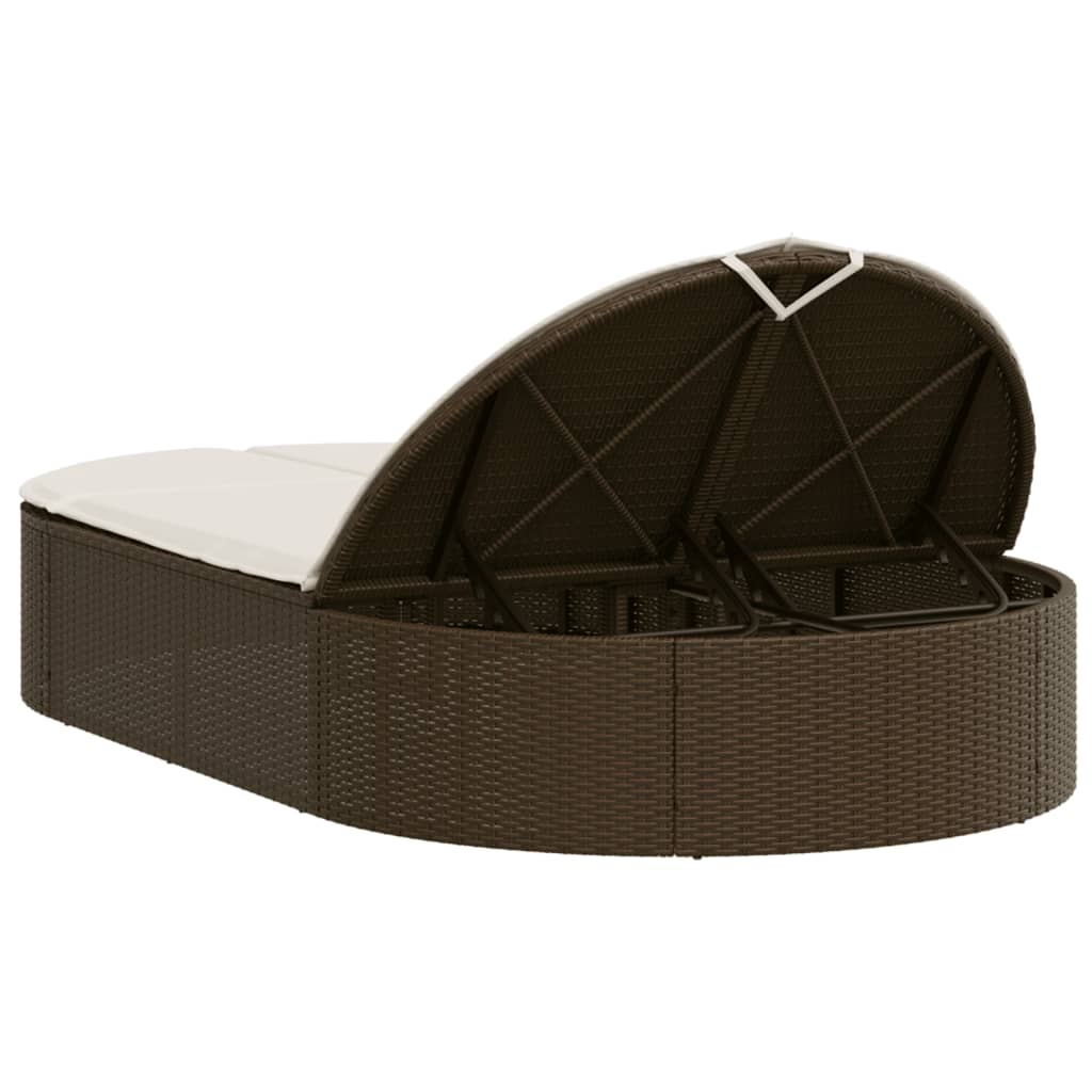 Ligbed 2-persoons met kussens poly rattan bruin is nu te koop bij PeponiXL, paradijselijk wonen!