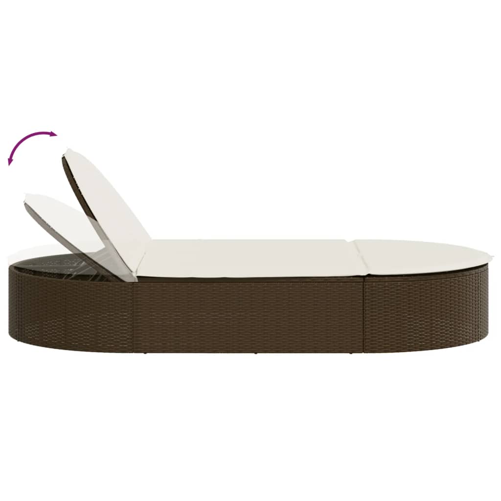 Ligbed 2-persoons met kussens poly rattan bruin is nu te koop bij PeponiXL, paradijselijk wonen!