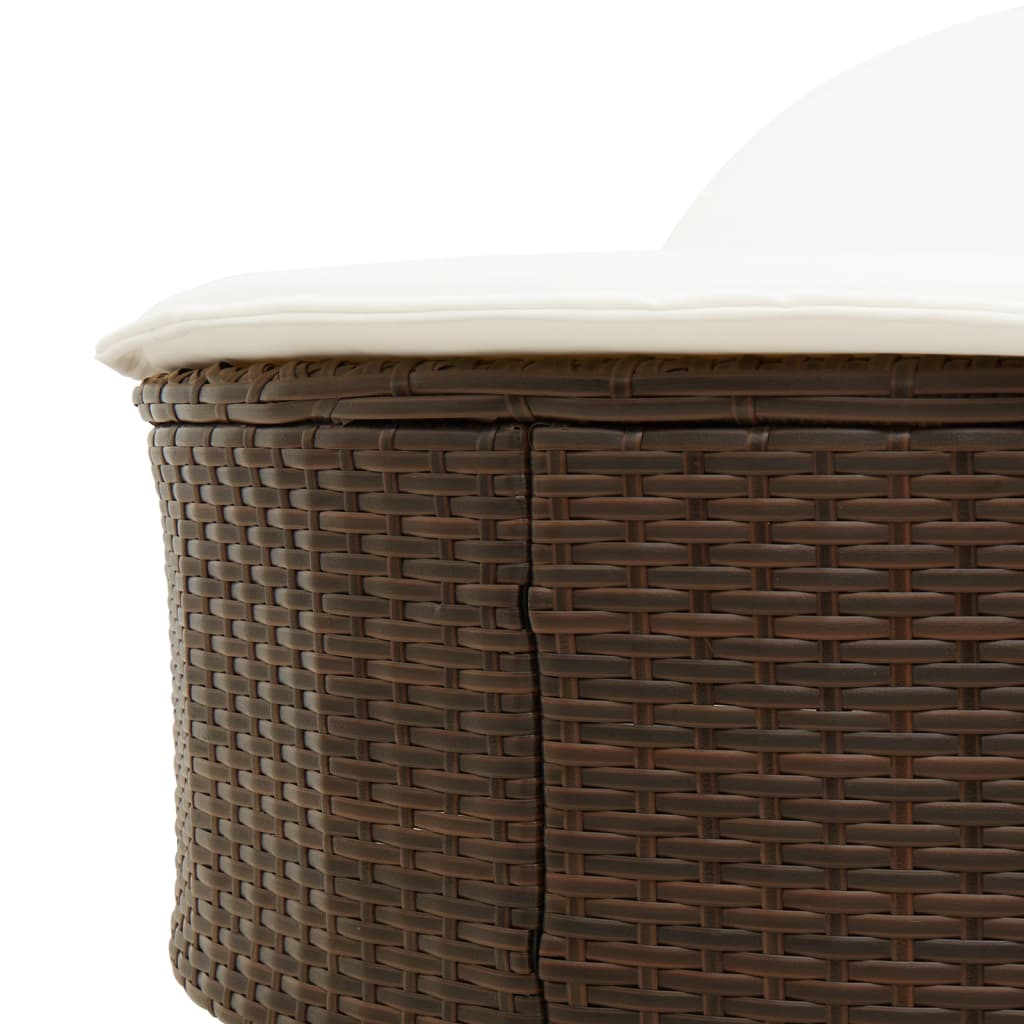 Ligbed 2-persoons met kussens poly rattan bruin is nu te koop bij PeponiXL, paradijselijk wonen!