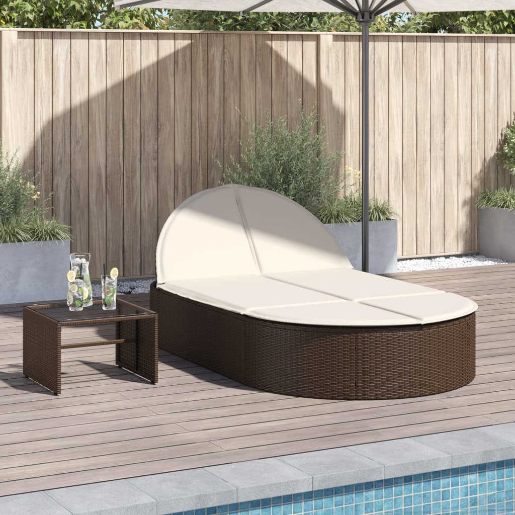 Ligbed 2-persoons met kussens poly rattan bruin is nu te koop bij PeponiXL, paradijselijk wonen!