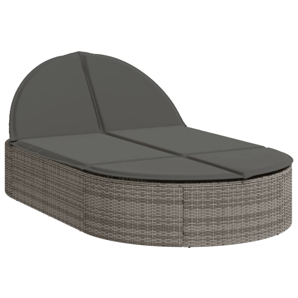 Ligbed 2-persoons met kussens poly rattan grijs is nu te koop bij PeponiXL, paradijselijk wonen!