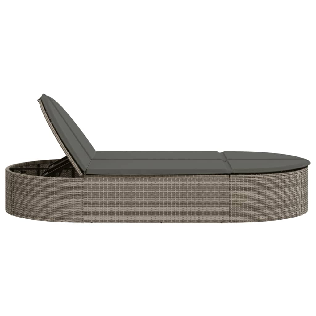 Ligbed 2-persoons met kussens poly rattan grijs is nu te koop bij PeponiXL, paradijselijk wonen!