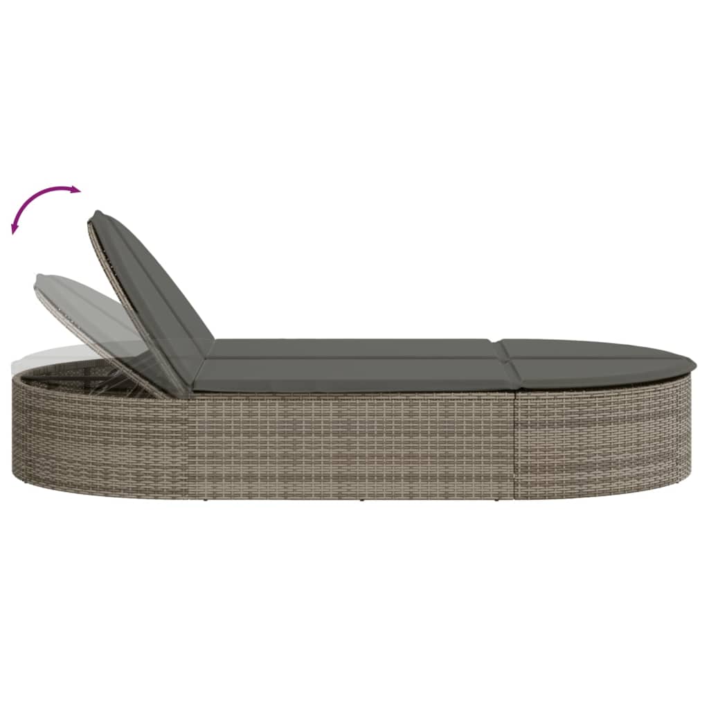 Ligbed 2-persoons met kussens poly rattan grijs is nu te koop bij PeponiXL, paradijselijk wonen!