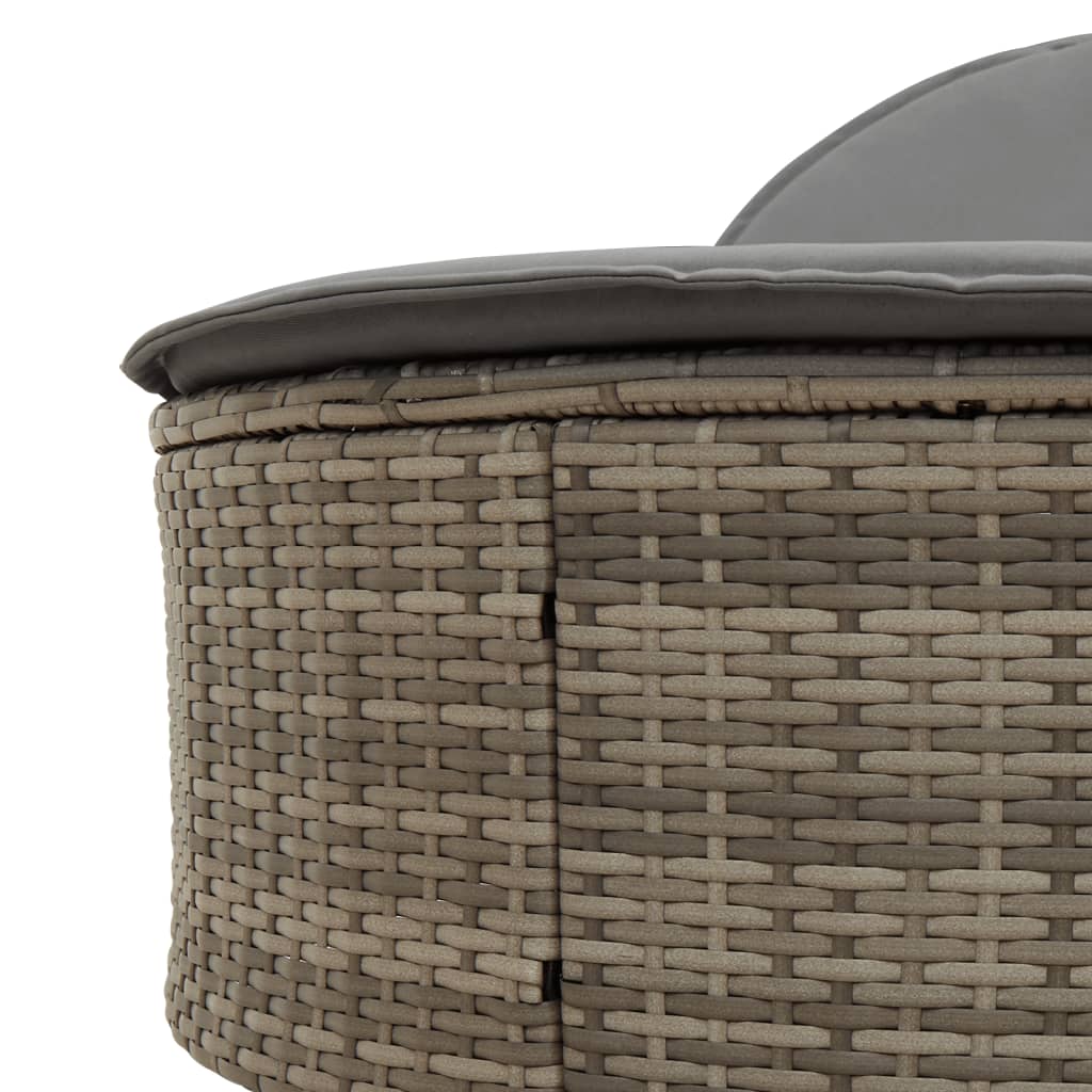 Ligbed 2-persoons met kussens poly rattan grijs is nu te koop bij PeponiXL, paradijselijk wonen!