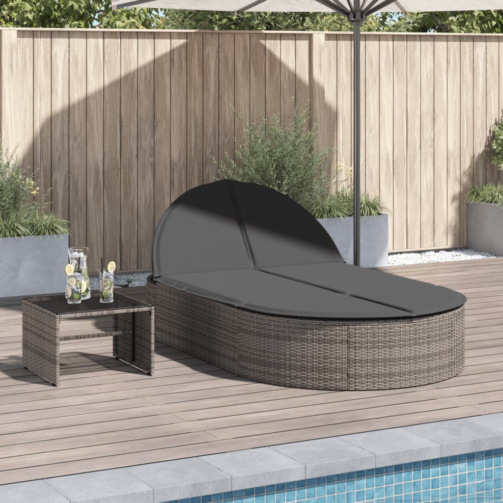 Ligbed 2-persoons met kussens poly rattan grijs is nu te koop bij PeponiXL, paradijselijk wonen!