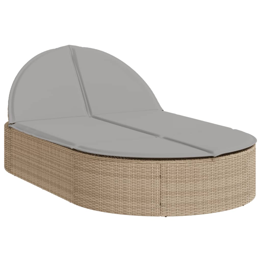 Ligbed 2-persoons met kussens poly rattan beige is nu te koop bij PeponiXL, paradijselijk wonen!