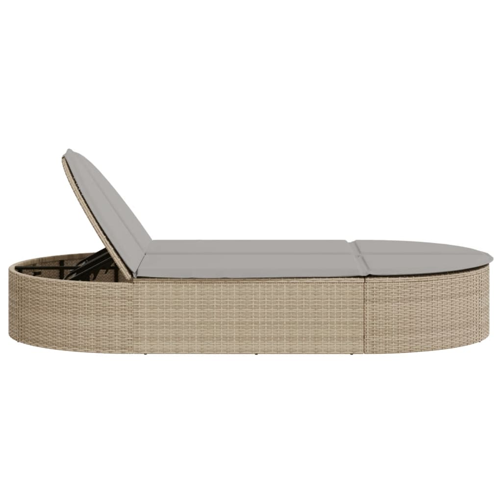 Ligbed 2-persoons met kussens poly rattan beige is nu te koop bij PeponiXL, paradijselijk wonen!