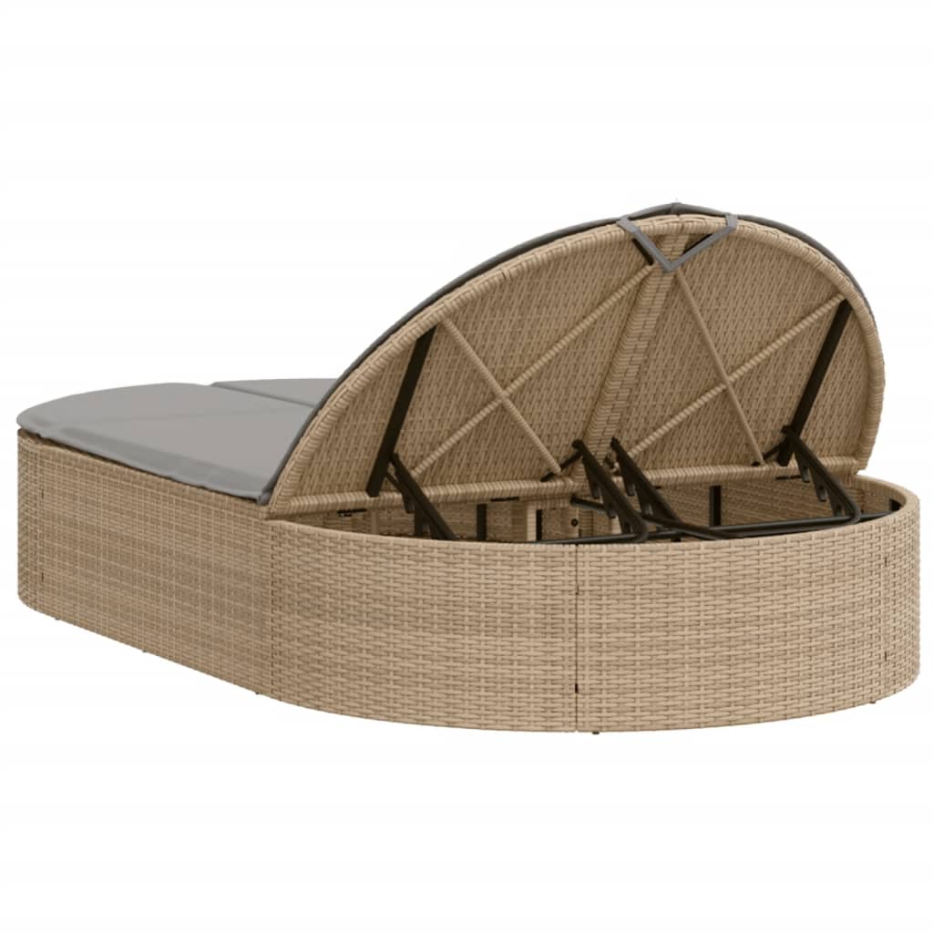 Ligbed 2-persoons met kussens poly rattan beige is nu te koop bij PeponiXL, paradijselijk wonen!