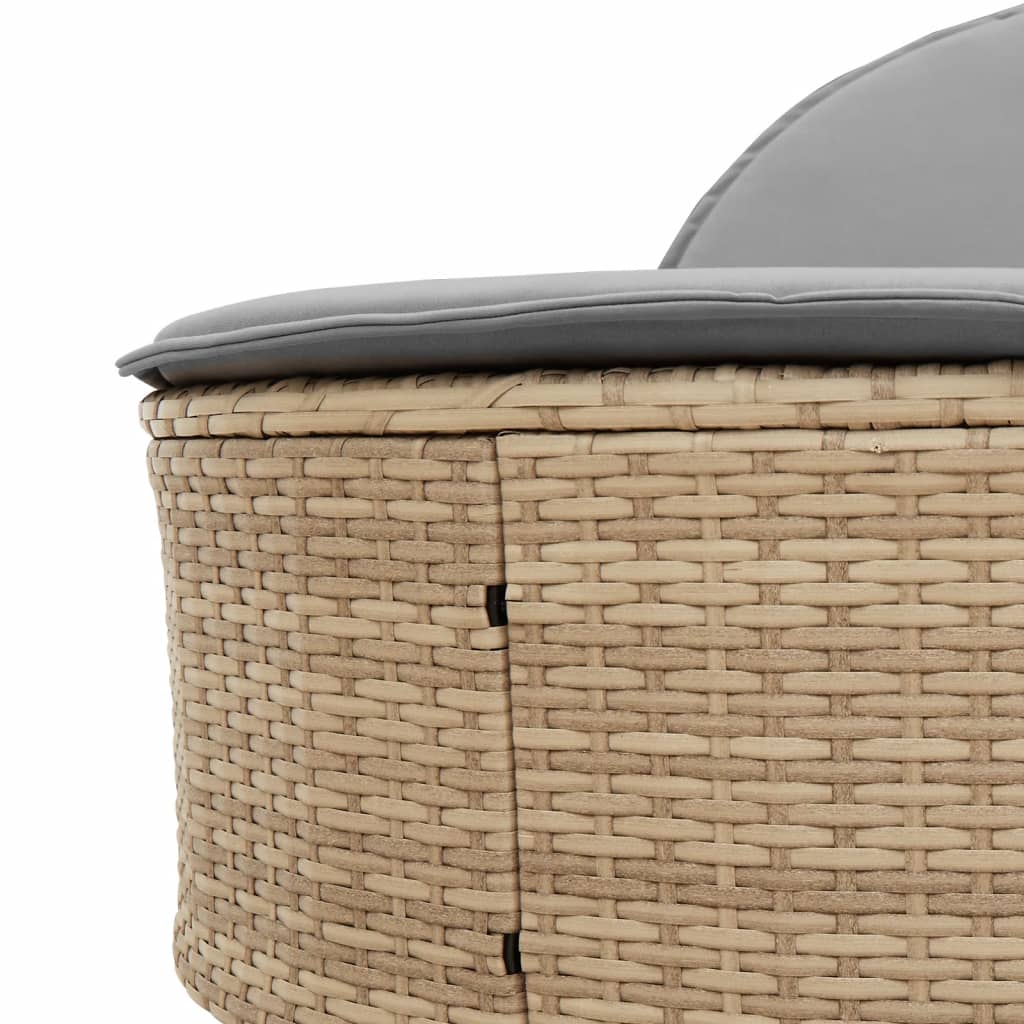 Ligbed 2-persoons met kussens poly rattan beige is nu te koop bij PeponiXL, paradijselijk wonen!