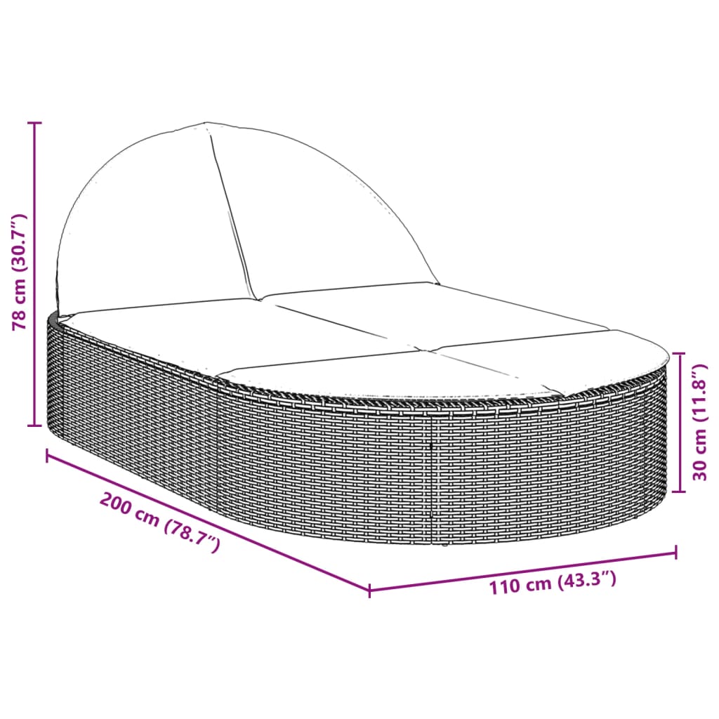 Ligbed 2-persoons met kussens poly rattan beige is nu te koop bij PeponiXL, paradijselijk wonen!