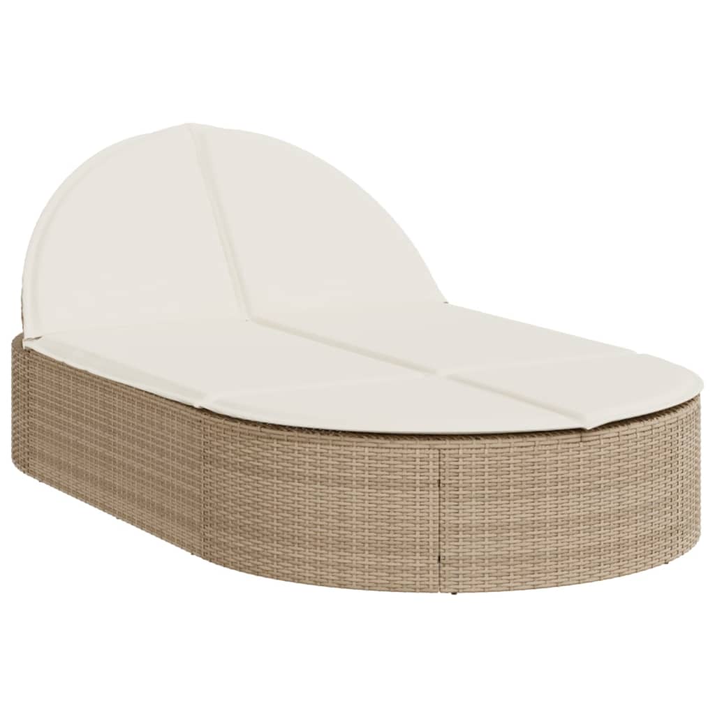 Ligbed 2-persoons met kussens poly rattan beige is nu te koop bij PeponiXL, paradijselijk wonen!