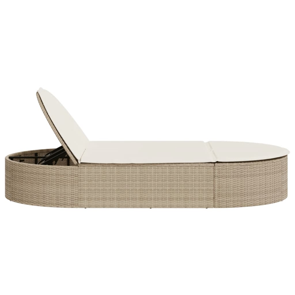 Ligbed 2-persoons met kussens poly rattan beige is nu te koop bij PeponiXL, paradijselijk wonen!