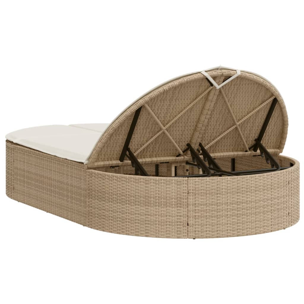 Ligbed 2-persoons met kussens poly rattan beige is nu te koop bij PeponiXL, paradijselijk wonen!