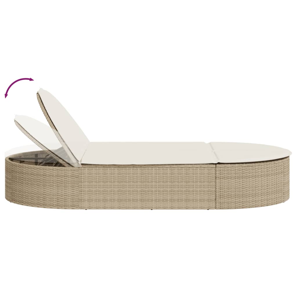 Ligbed 2-persoons met kussens poly rattan beige is nu te koop bij PeponiXL, paradijselijk wonen!