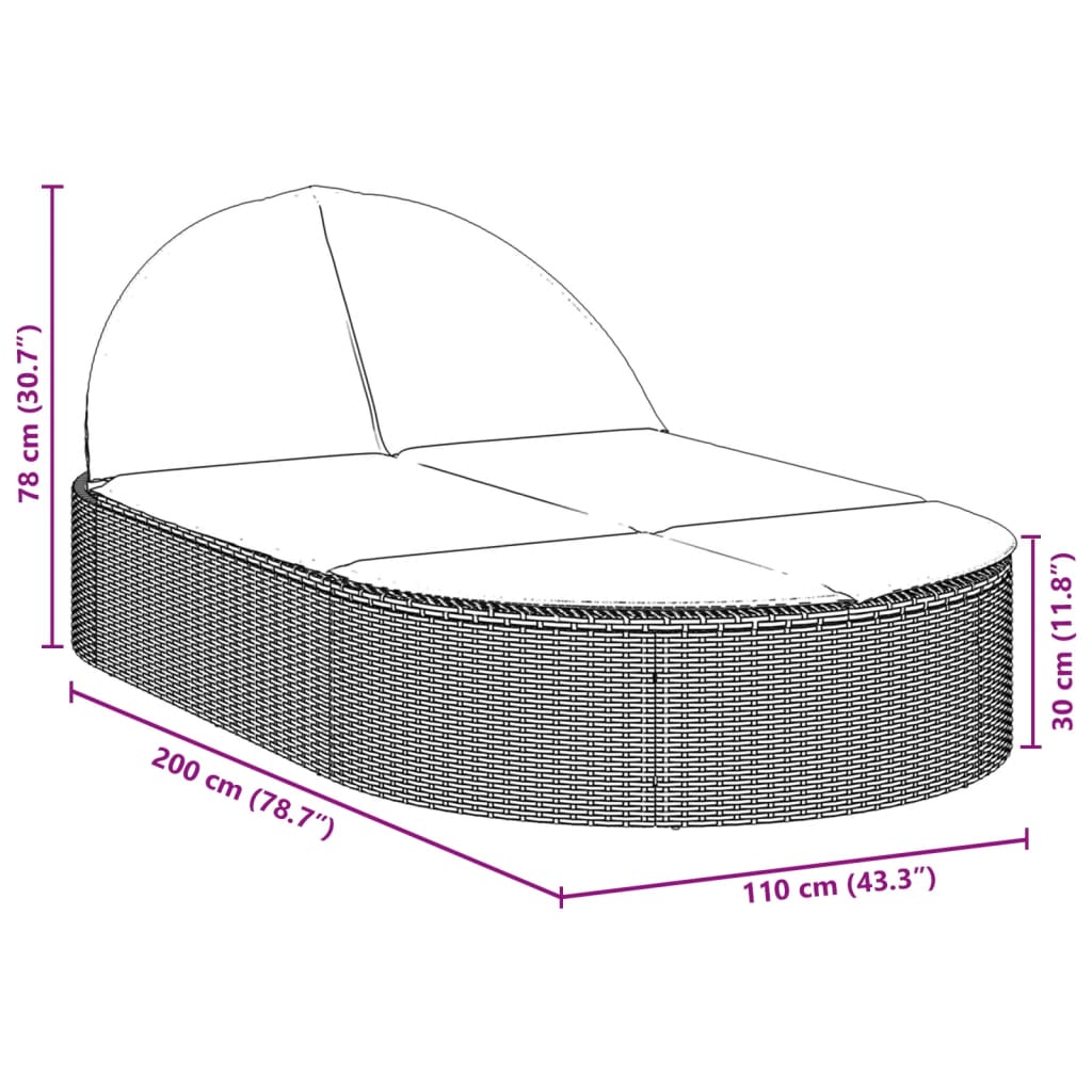 Ligbed 2-persoons met kussens poly rattan beige is nu te koop bij PeponiXL, paradijselijk wonen!