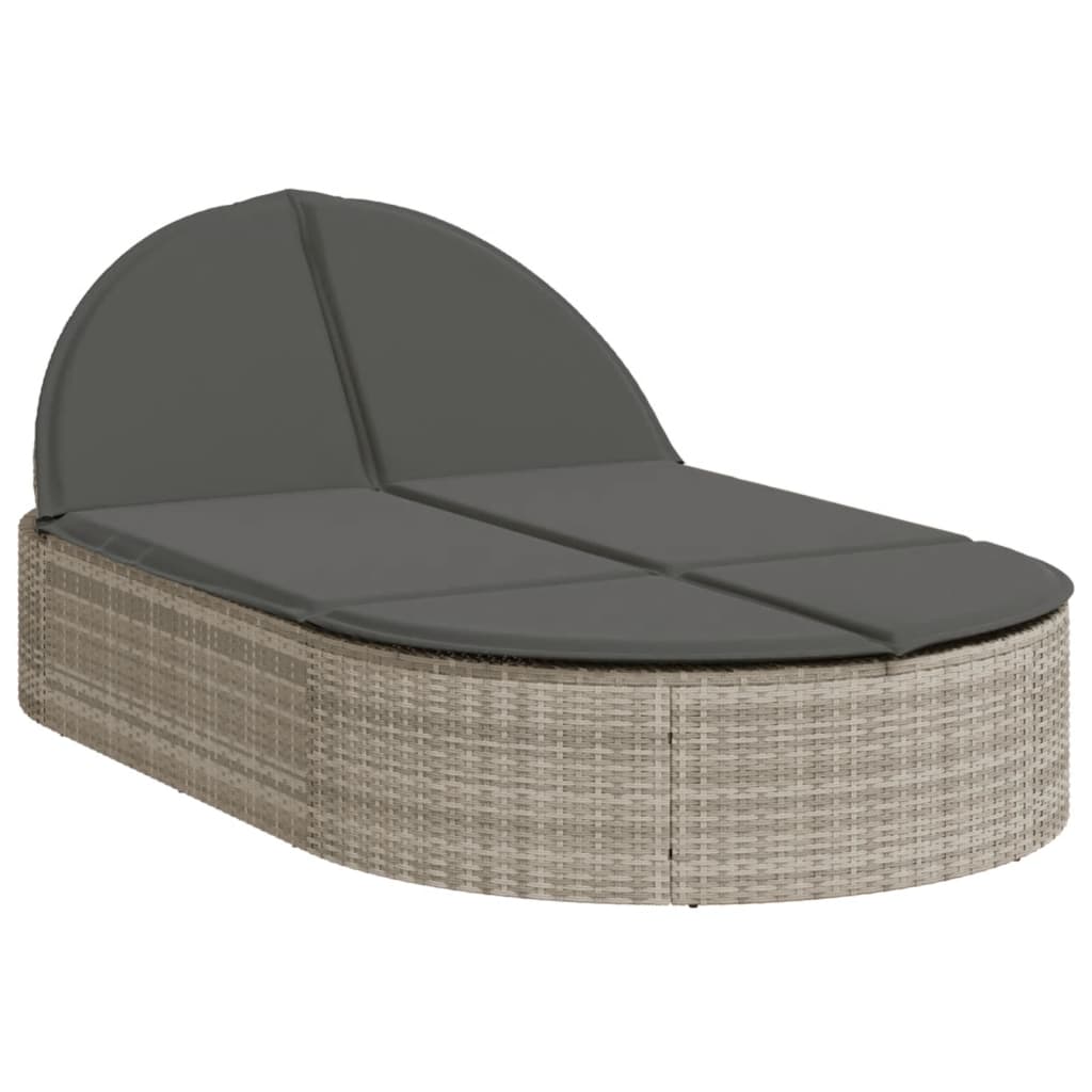 Ligbed 2-persoons met kussens poly rattan lichtgrijs is nu te koop bij PeponiXL, paradijselijk wonen!