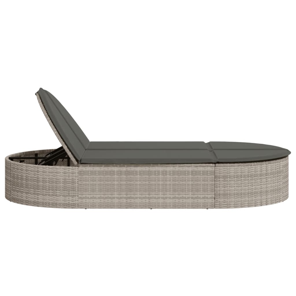 Ligbed 2-persoons met kussens poly rattan lichtgrijs is nu te koop bij PeponiXL, paradijselijk wonen!