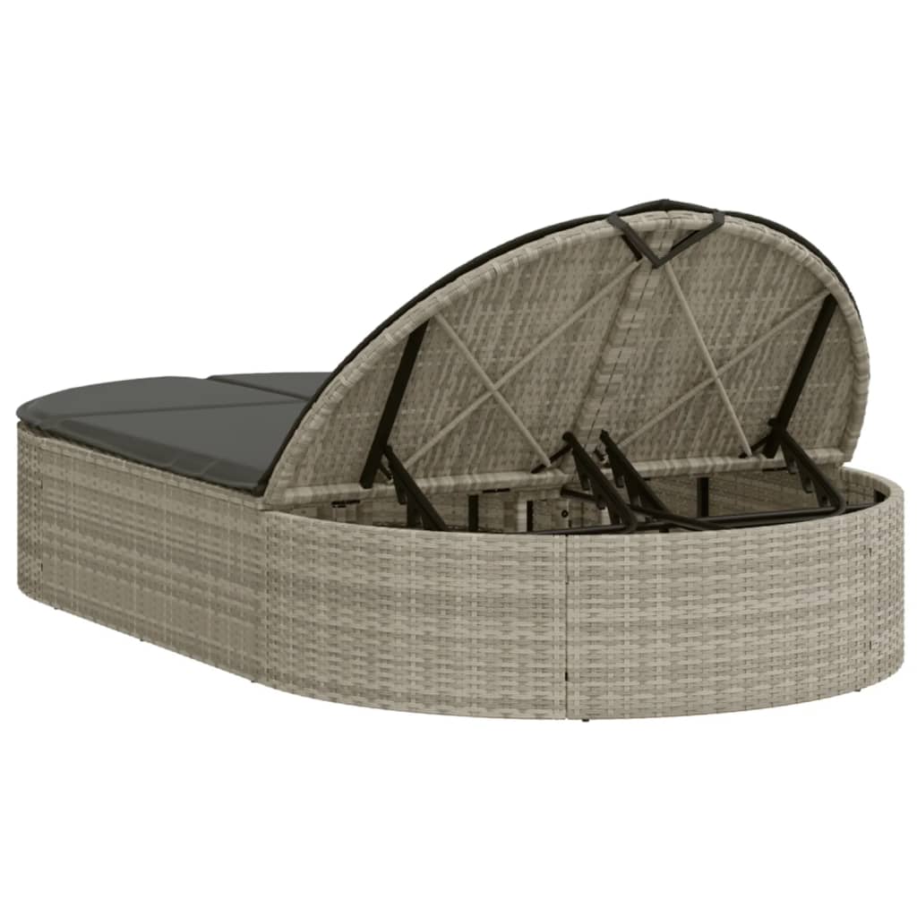 Ligbed 2-persoons met kussens poly rattan lichtgrijs is nu te koop bij PeponiXL, paradijselijk wonen!