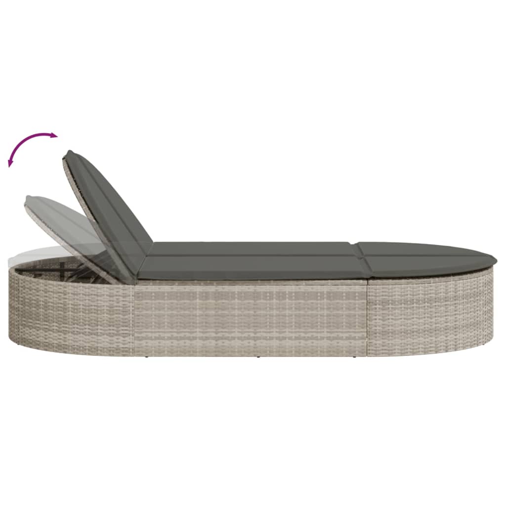 Ligbed 2-persoons met kussens poly rattan lichtgrijs is nu te koop bij PeponiXL, paradijselijk wonen!