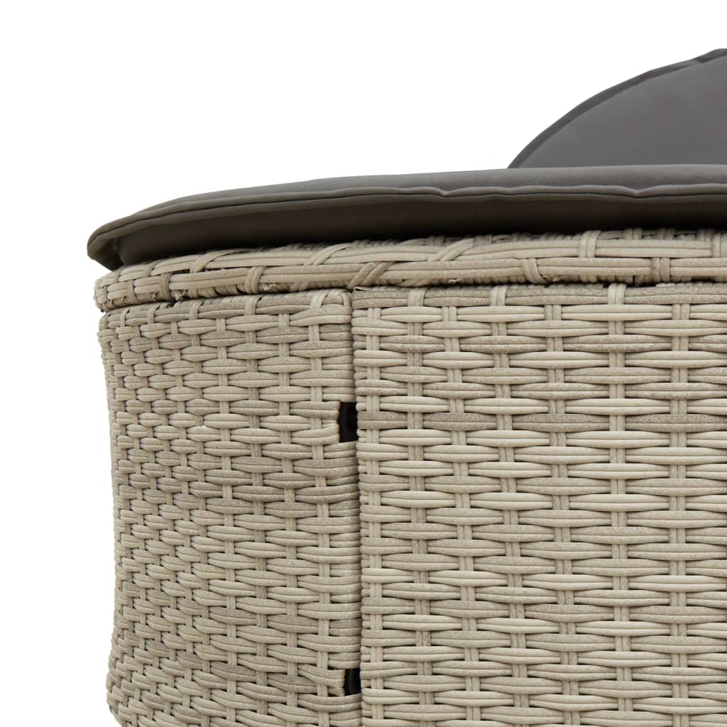 Ligbed 2-persoons met kussens poly rattan lichtgrijs is nu te koop bij PeponiXL, paradijselijk wonen!