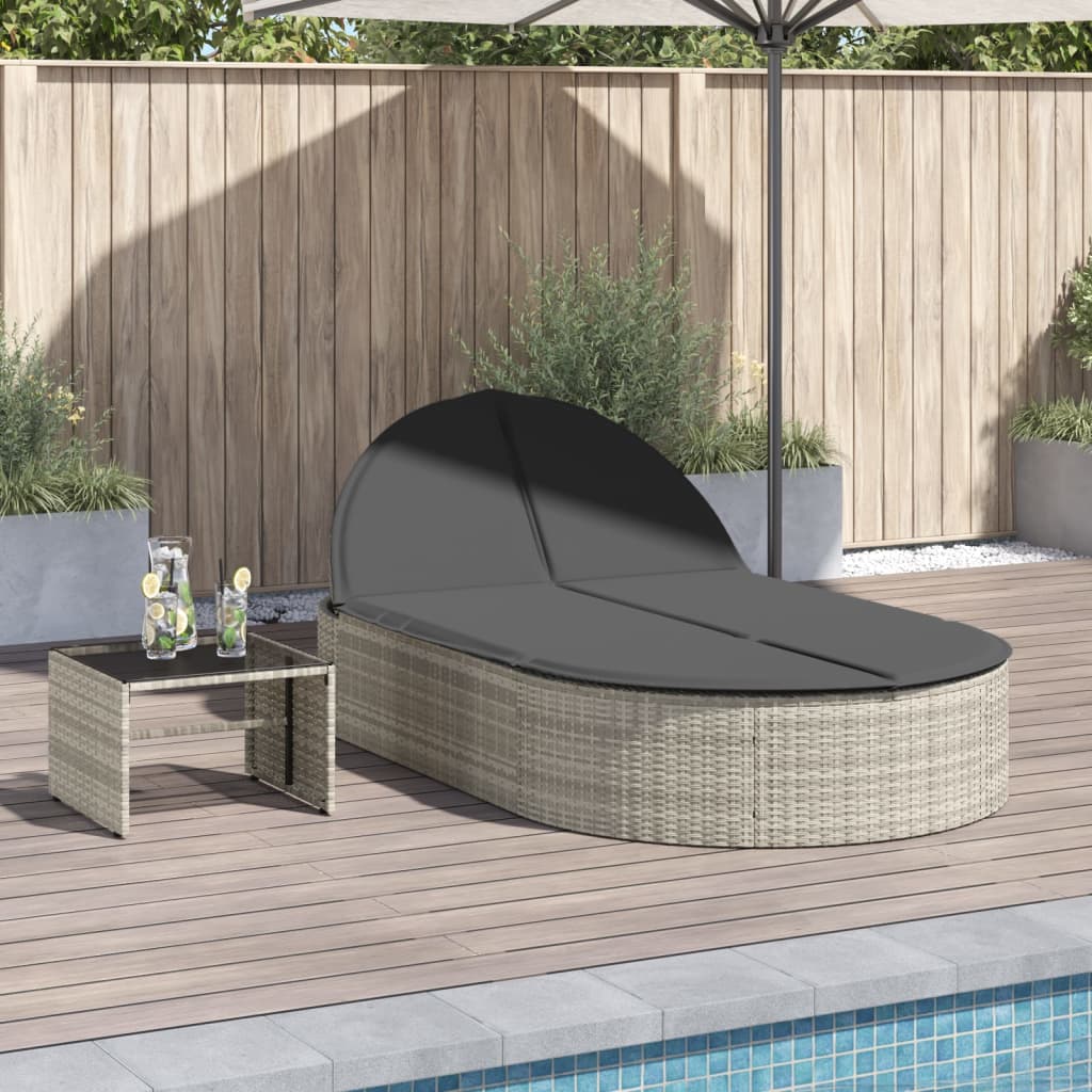 Ligbed 2-persoons met kussens poly rattan lichtgrijs is nu te koop bij PeponiXL, paradijselijk wonen!