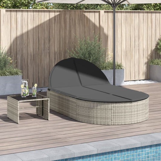 Ligbed 2-persoons met kussens poly rattan lichtgrijs is nu te koop bij PeponiXL, paradijselijk wonen!