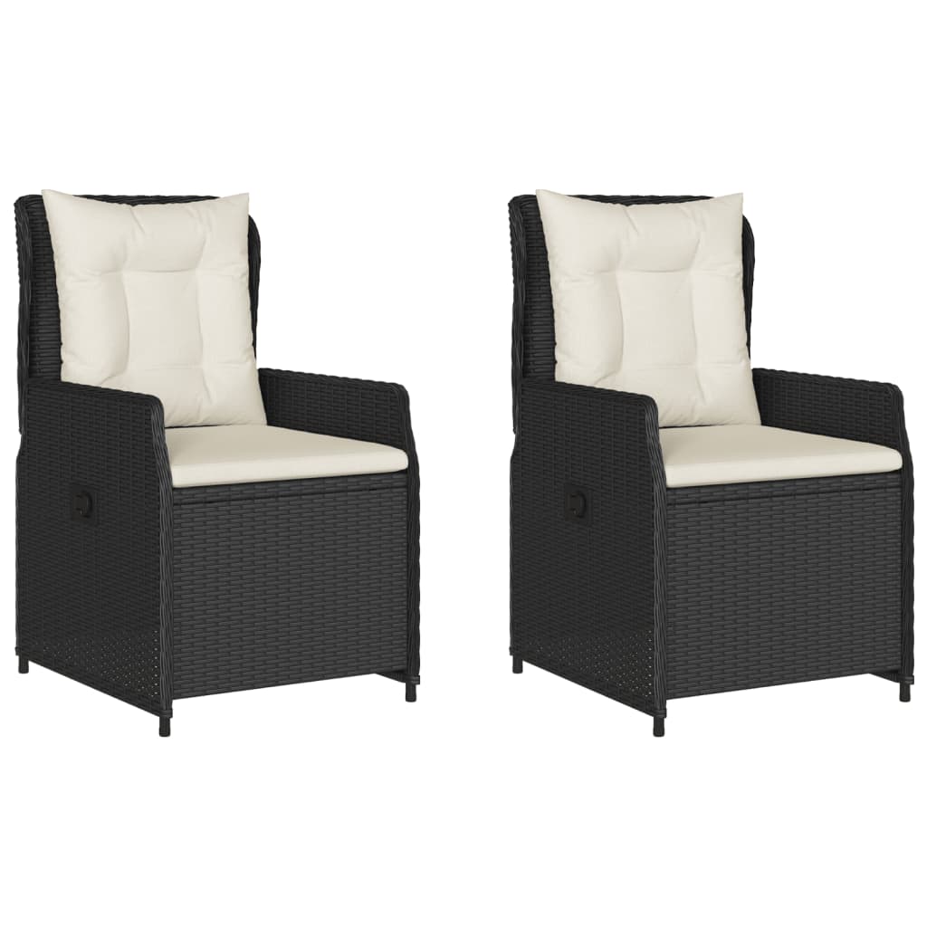 Tuinstoelen 2 st verstelbaar poly rattan zwart is nu te koop bij PeponiXL, paradijselijk wonen!