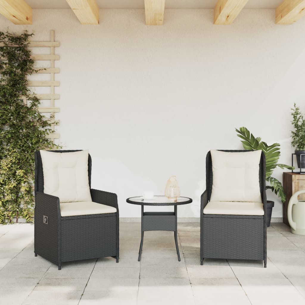 Tuinstoelen 2 st verstelbaar poly rattan zwart is nu te koop bij PeponiXL, paradijselijk wonen!