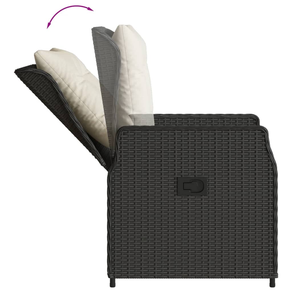 Tuinstoelen 2 st verstelbaar poly rattan zwart is nu te koop bij PeponiXL, paradijselijk wonen!