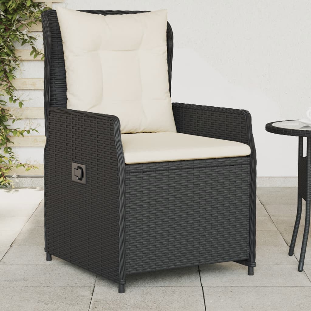 Tuinstoelen 2 st verstelbaar poly rattan zwart is nu te koop bij PeponiXL, paradijselijk wonen!