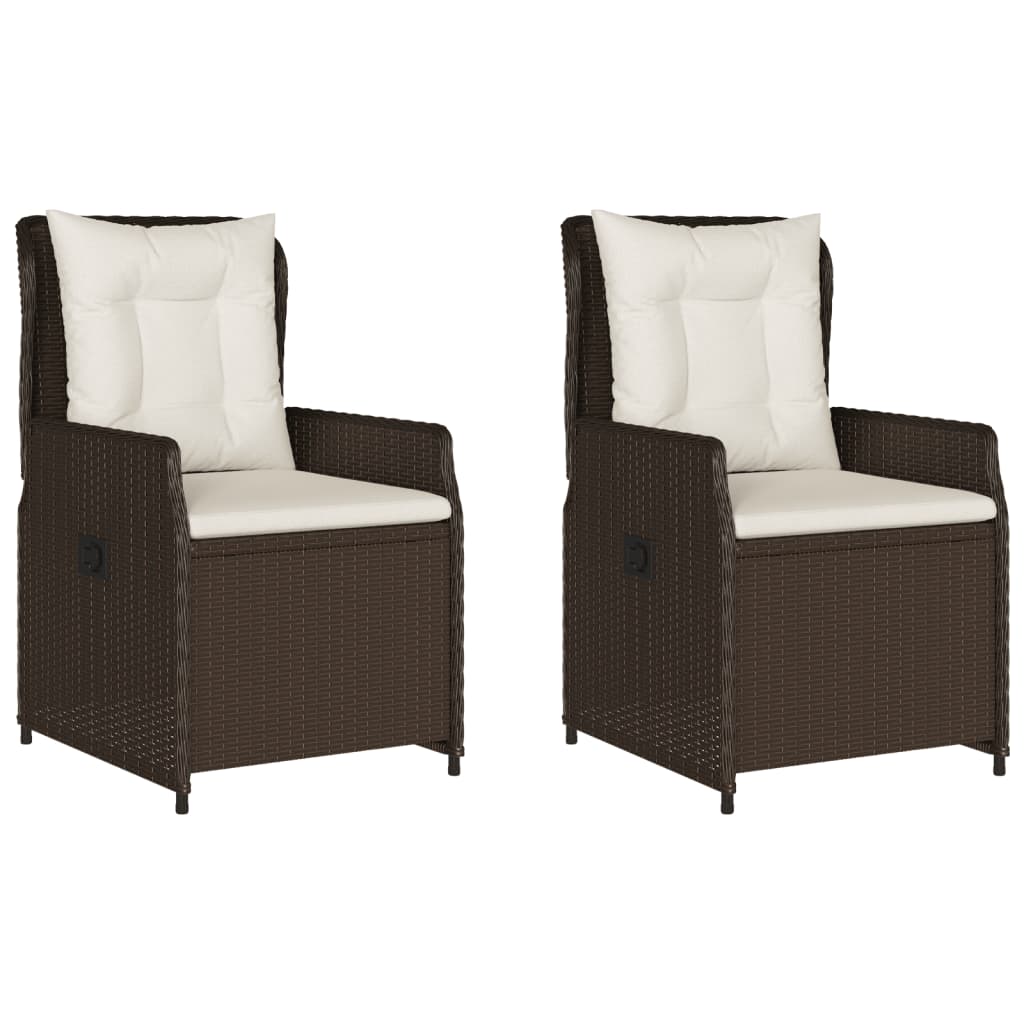 Tuinstoelen 2 st verstelbaar poly rattan bruin is nu te koop bij PeponiXL, paradijselijk wonen!