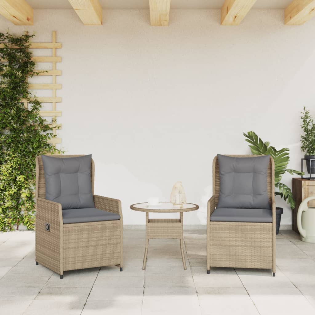 Tuinstoelen 2 st verstelbaar poly rattan beige is nu te koop bij PeponiXL, paradijselijk wonen!