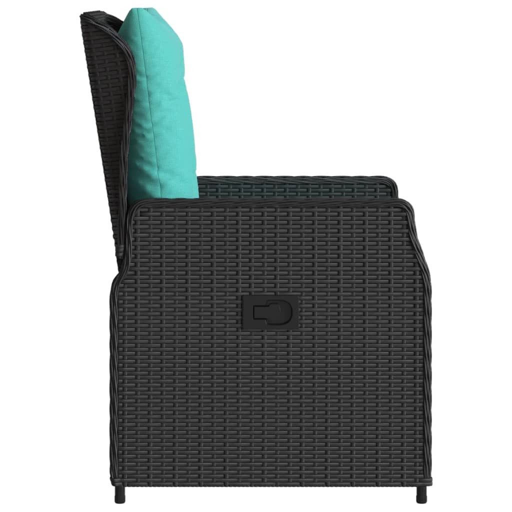 Liggende tuinstoelen 2 stuks zwart polyrotan is nu te koop bij PeponiXL, paradijselijk wonen!