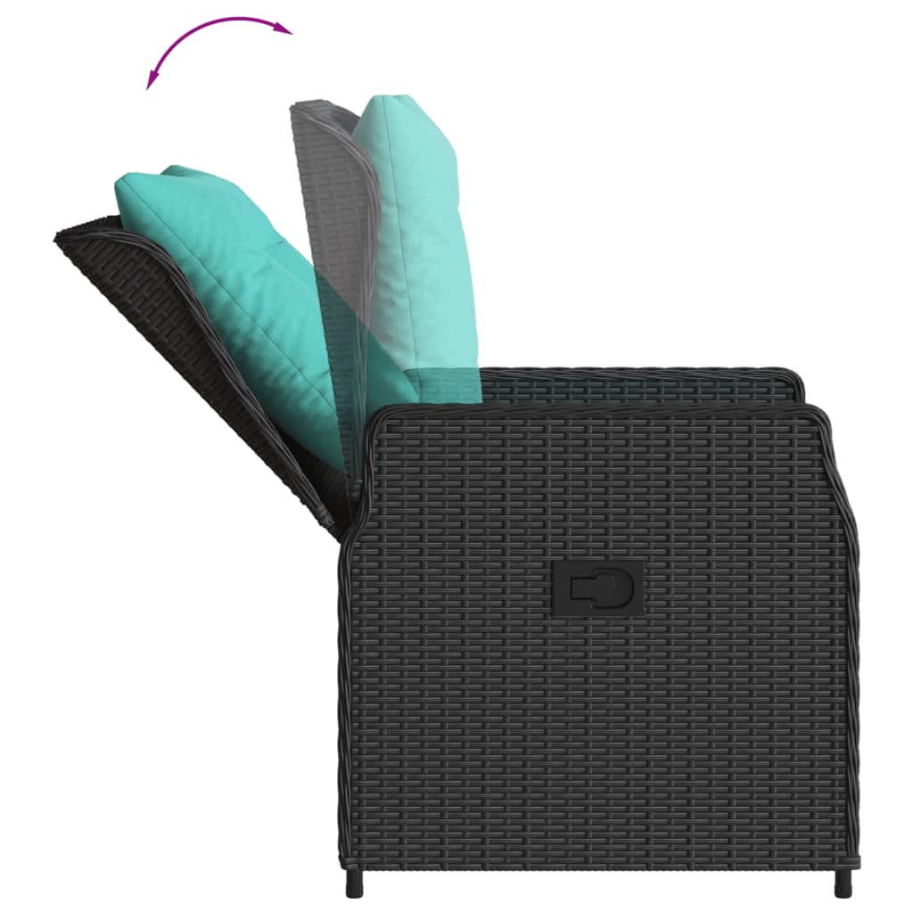 Liggende tuinstoelen 2 stuks zwart polyrotan is nu te koop bij PeponiXL, paradijselijk wonen!