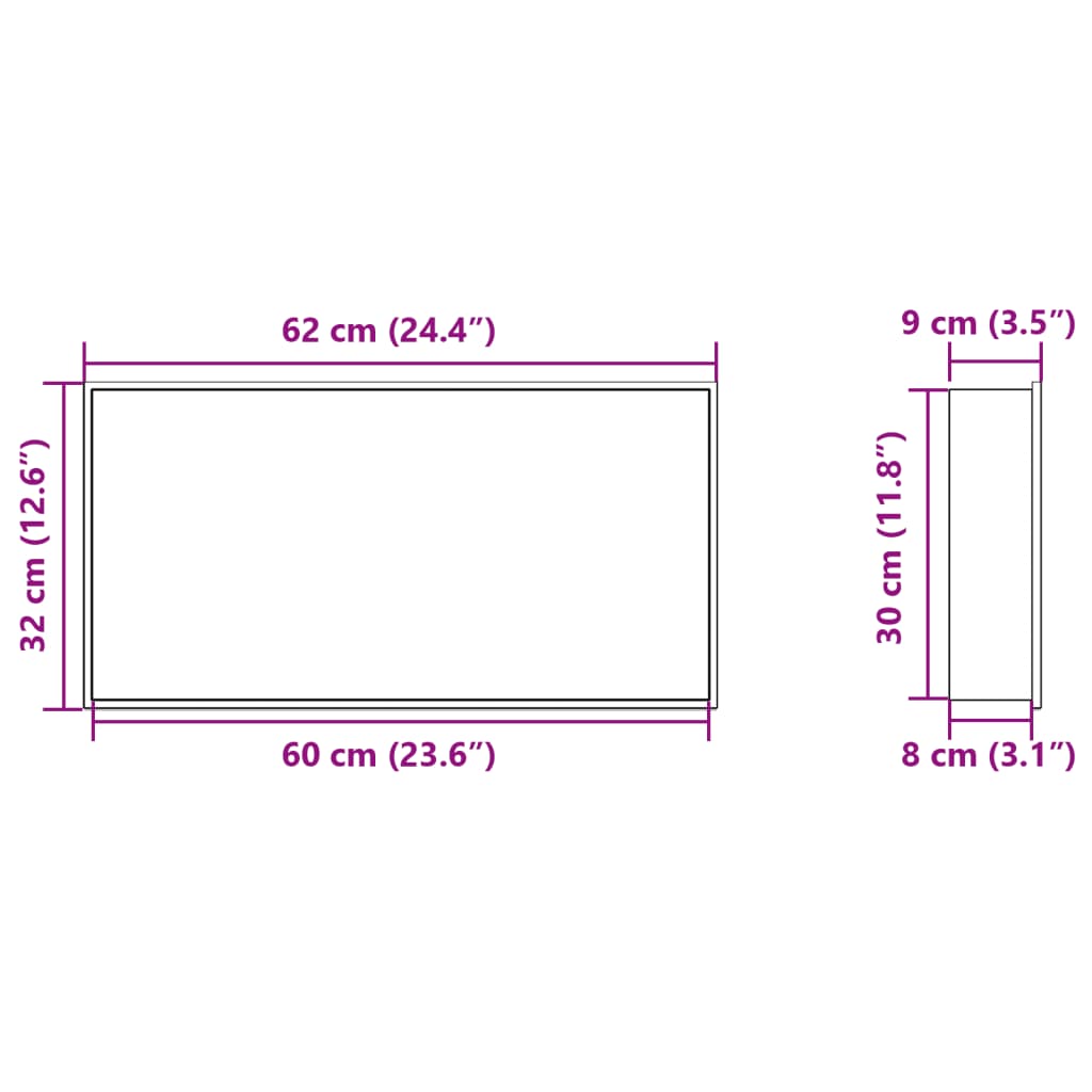 Douchenis 62x32x9 cm roestvrijstaal geborsteld zilverkleurig is nu te koop bij PeponiXL, paradijselijk wonen!