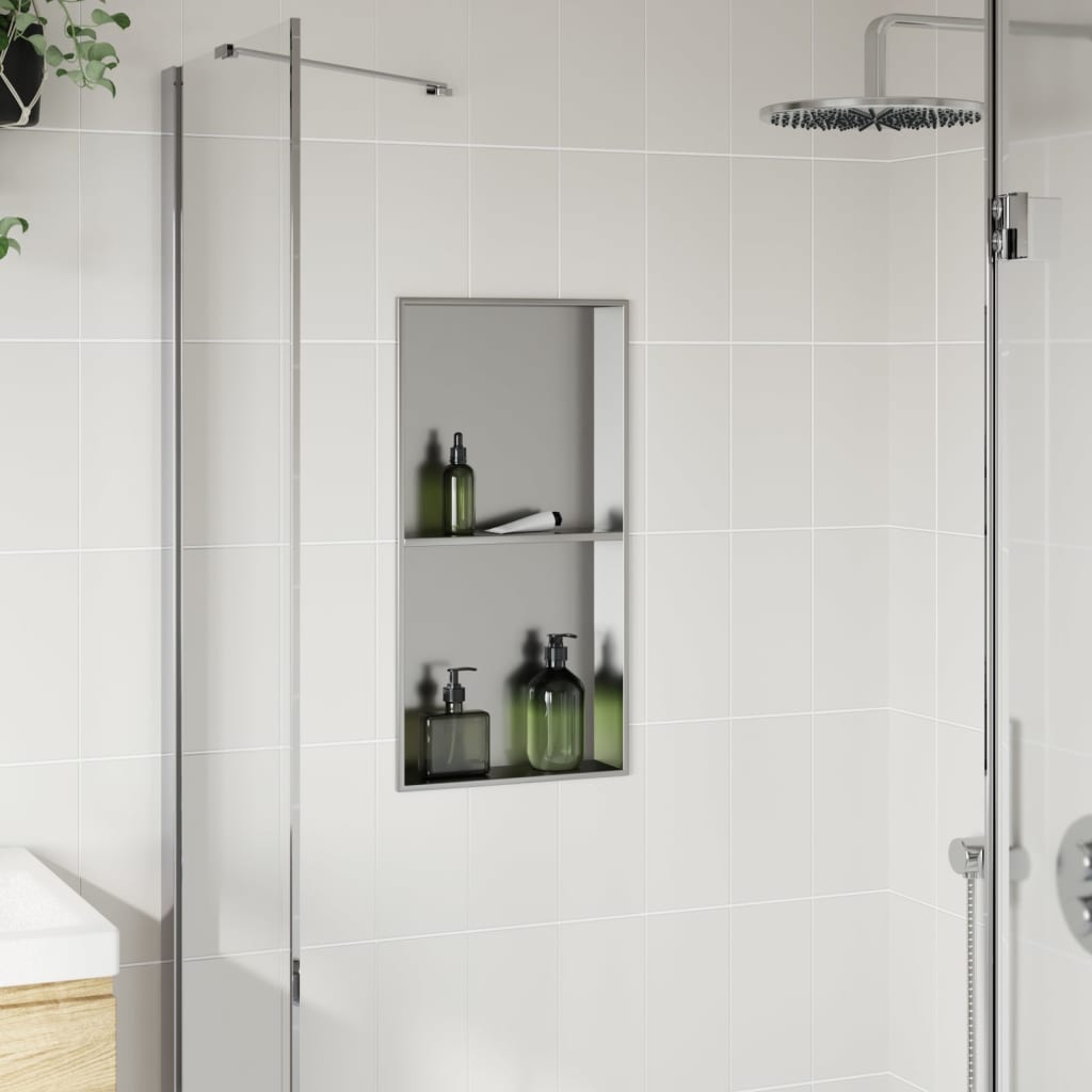 Douchenis 32x62x9 cm roestvrijstaal geborsteld zilverkleurig is nu te koop bij PeponiXL, paradijselijk wonen!