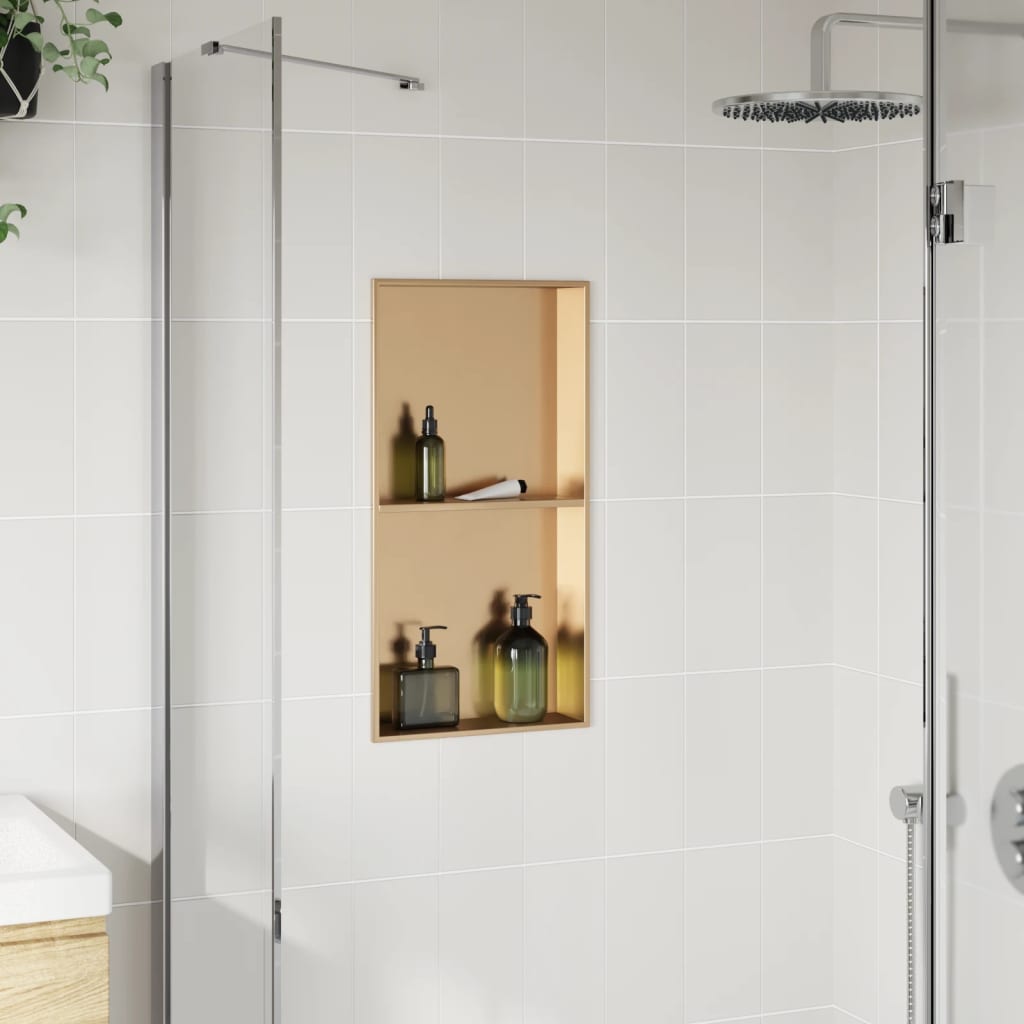 Douchenis 32x62x9 cm roestvrijstaal geborsteld goudkleurig is nu te koop bij PeponiXL, paradijselijk wonen!