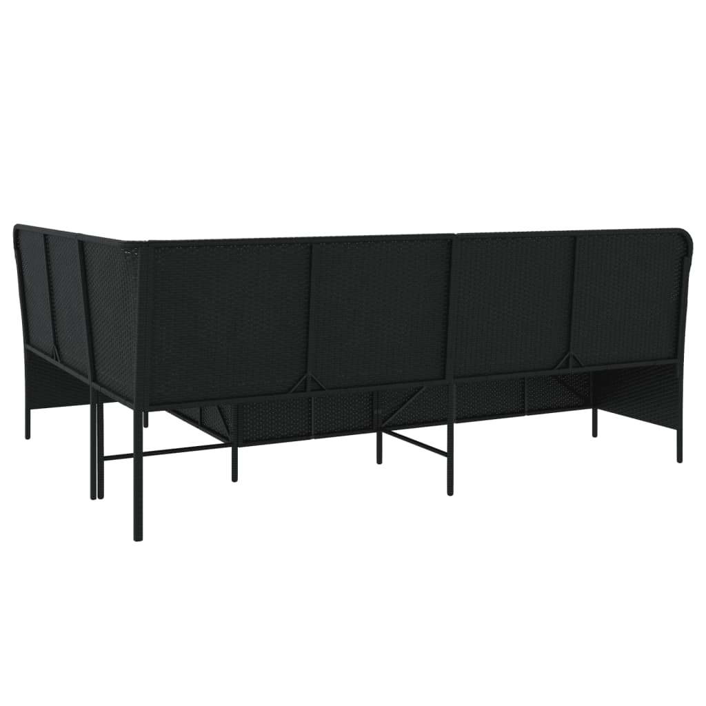 Tuinbank met kussens L-vormig poly rattan zwart is nu te koop bij PeponiXL, paradijselijk wonen!