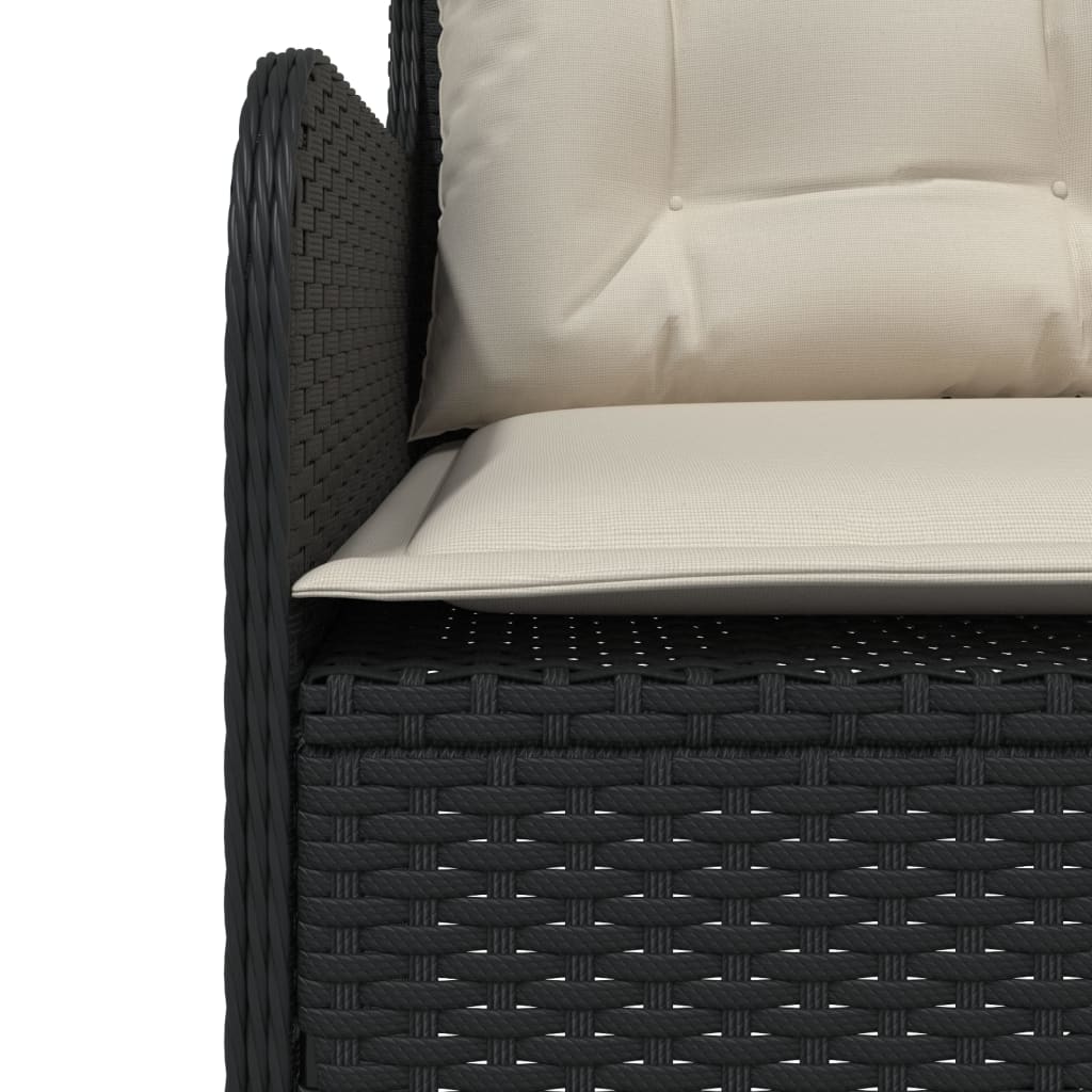 Tuinbank met kussens L-vormig poly rattan zwart is nu te koop bij PeponiXL, paradijselijk wonen!