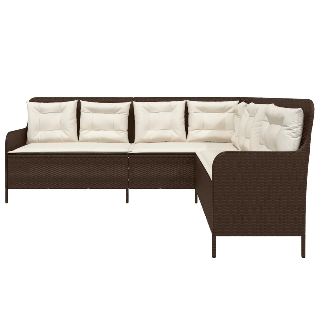 Tuinbank met kussens L-vormig poly rattan bruin is nu te koop bij PeponiXL, paradijselijk wonen!