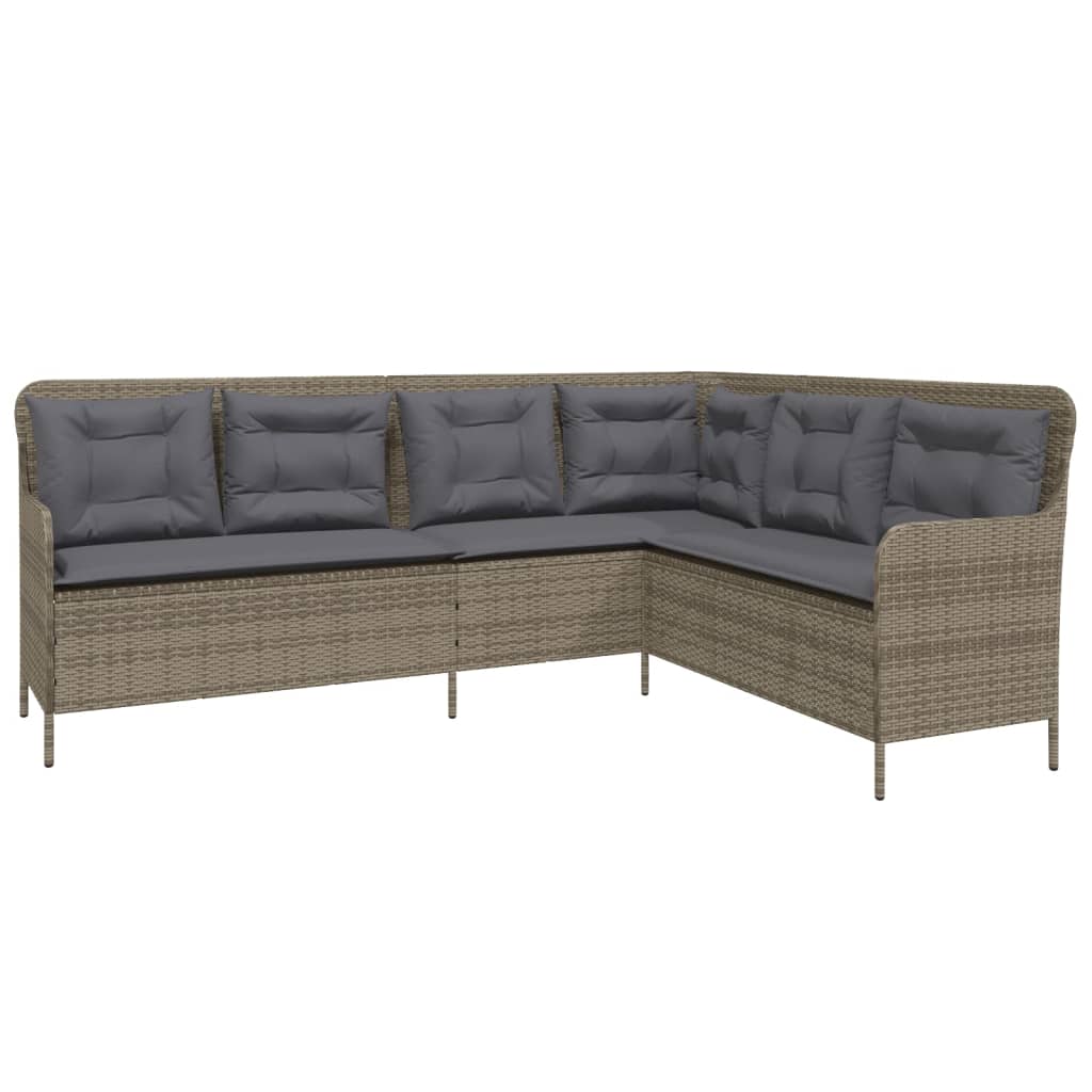 Tuinbank met kussens L-vormig poly rattan grijs is nu te koop bij PeponiXL, paradijselijk wonen!