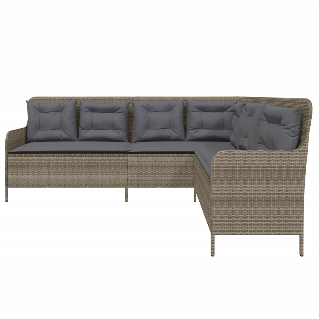 Tuinbank met kussens L-vormig poly rattan grijs is nu te koop bij PeponiXL, paradijselijk wonen!
