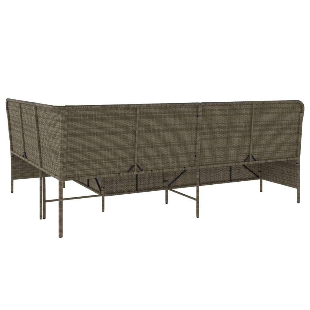 Tuinbank met kussens L-vormig poly rattan grijs is nu te koop bij PeponiXL, paradijselijk wonen!